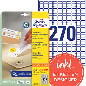 8.100 AVERY Zweckform Etiketten L4730REV-25 weiß 17,8 x 10,0 mm von AVERY Zweckform