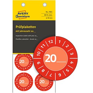 80 AVERY Zweckform Prüfplaketten 7901 rot 30,0 x 30,0 mm von AVERY Zweckform