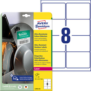 80 AVERY Zweckform resistente Folienetiketten L7914-10 weiß 99,1 x 67,7 mm von AVERY Zweckform