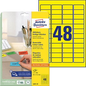 960 AVERY Zweckform Etiketten L6041-20 gelb 45,7 x 21,2 mm von AVERY Zweckform