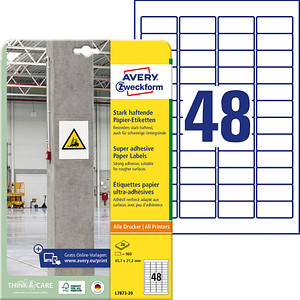 960 AVERY Zweckform Power-Etiketten L7873-20 weiß 45,7 x 21,2 mm von AVERY Zweckform