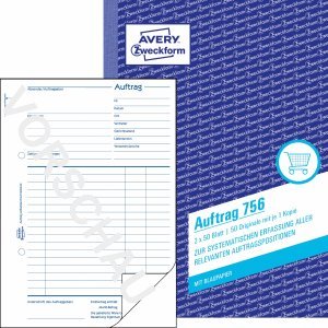 AVERY Zweckform 10 x Formularbuch Auftrag A5 selbstdurchschreibend 2x50 Blatt AVERY Zweckform 10 x Formularbuch Auftrag A5 selbstdurchschreibend 2x50 Blatt von AVERY Zweckform