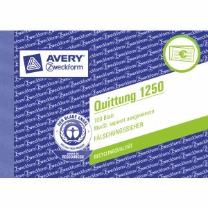 AVERY Zweckform 10 x Formularbuch Quittung A6 quer VE=100 Blatt AVERY Zweckform 10 x Formularbuch Quittung A6 quer VE=100 Blatt von AVERY Zweckform