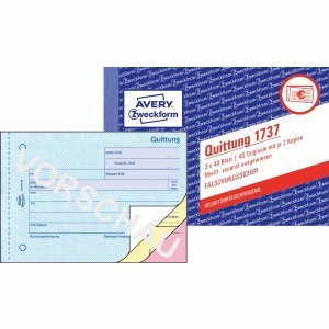 AVERY Zweckform 10 x Formularbuch Quittung A6 quer selbstdurchschreibend VE=3x40 Blatt von AVERY Zweckform