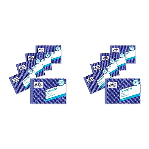 AVERY Zweckform 300-5 Quittungsblock (A6 quer, 50 Blatt, fälschungssicher, inkl. MwSt., mit 1 Blatt Blaupapier, für Deutschland und Österreich) 10er Pack weiß von AVERY Zweckform