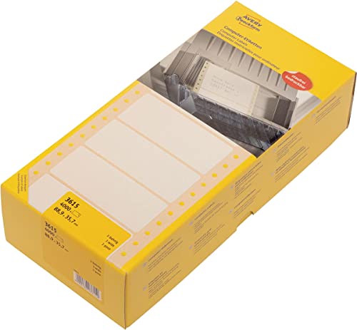 AVERY Zweckform 3615 Computer-Etiketten (Papier matt, 4,000 Etiketten, 88,9 x 35,7 mm) 1 Pack weiß von AVERY Zweckform