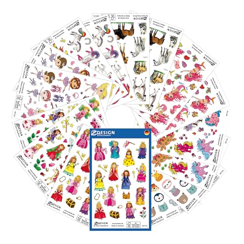 AVERY Zweckform 436 (Kinder Sticker, Ballerina, Prinzessin, Pferde, Meerjungfrau, Kindergeburtstag, Mitbringsel, Mitgebsel, Gastgeschenke), Sticker Set Mädchen Mix, 59990 von Avery