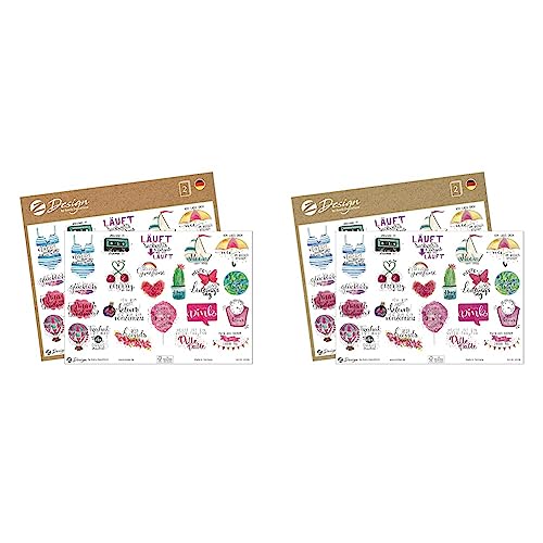 AVERY Zweckform 54546 Dekosticker Sprüche 42 Aufkleber (ablösbare Sticker auf A5 Bogen, Etiketten für Tagebuch, Bullet Journal, Karten, Gästebuch, Klebeetiketten mit Silbereffekt), Packung mit 2 von AVERY Zweckform