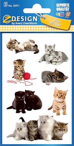 AVERY Zweckform 55971 Papier-Sticker Katzen 21 Aufkleber (für Jungen, Mädchen und Erwachsene, süße Katzen-Babies,Kindergeburtstag, Mitgebsel, Gastgeschenk, Schatzsuche, zum Spielen, Sammeln, Basteln) AVERY Zweckform 55971 Papier-Sticker Katzen 21 Aufkleber (für Jungen, Mädchen und Erwachsene, süße Katzen-Babies,Kindergeburtstag, Mitgebsel, Gastgeschenk, Schatzsuche, zum Spielen, Sammeln, Basteln) von AVERY Zweckform