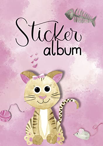 AVERY Zweckform 57794 Stickeralbum Katze mit 16 leeren Seiten (A5 Stickerbuch für Kinder, Mädchen, Album zum Sammeln, Katzen Sticker Sammelalbum, Silikonpapier blanko, Kindergeburtstag, Mitbringsel) von AVERY Zweckform