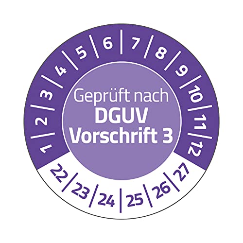 AVERY Zweckform 80 Prüfplaketten 2022-2027 nach DGUV Vorschrift 3 (widerstandsfähig, selbstklebend, Ø 30 mm, Prüfaufkleber, beschriftbare Prüfsiegel aus Vinyl-Klebefolie ) Art. 6976-2022, violett von AVERY Zweckform