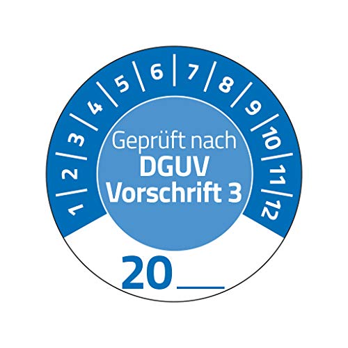 AVERY Zweckform 80 Stück Prüfplaketten Geprüft nach DGUV Vorschrift 3 20 (mit Jahreszahl zum selber eintragen, widerstandsfähig, selbstklebend, 30 mm, Prüfaufkleber, Prüfsiegel aus Vinyl) 7909 blau von AVERY Zweckform