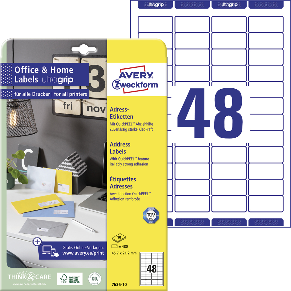 AVERY Zweckform Absender-Etiketten Home Office, 45,7x21,2 mm von AVERY Zweckform