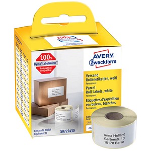 AVERY Zweckform Endlosetikettenrolle für Etikettendrucker AS0722430 weiß, 101,0 x 54,0 mm, 1 x 220 Etiketten von AVERY Zweckform