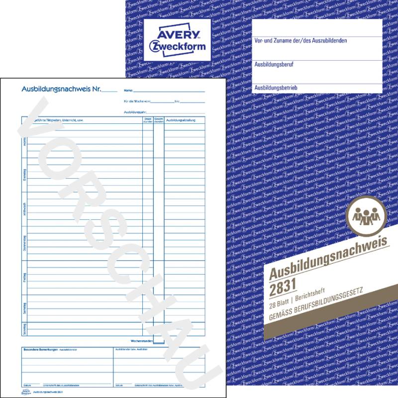 AVERY Zweckform Formularbuch , Ausbildungsnachweis, , A4 von AVERY Zweckform