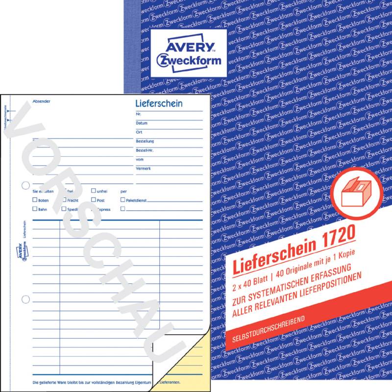 AVERY Zweckform Formularbuch , Lieferschein, , 2 x 50 Blatt von AVERY Zweckform