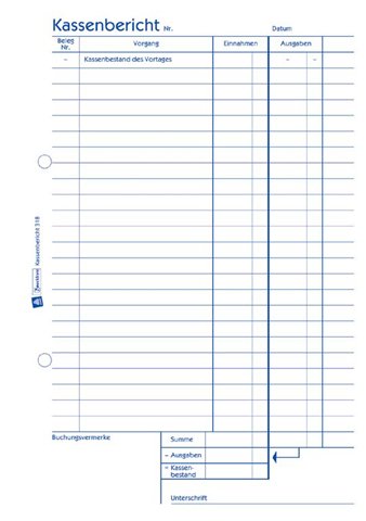 AVERY Zweckform Formularbuch Kassenbericht Bestand, A5 318 von AVERY Zweckform