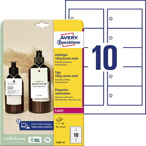 AVERY Zweckform Hängeetiketten weiß 90,0 x 50,0 mm blanko, 100 St. AVERY Zweckform Hängeetiketten weiß 90,0 x 50,0 mm blanko, 100 St. von AVERY Zweckform