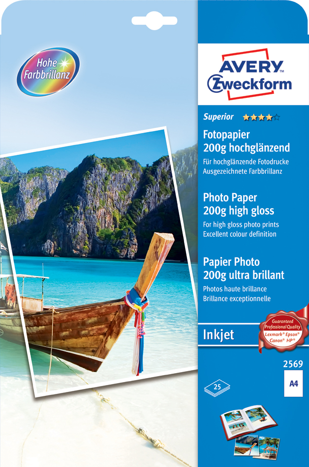 AVERY Zweckform InkJet-Photo-Papier A4, 200g, hochglänzend von AVERY Zweckform