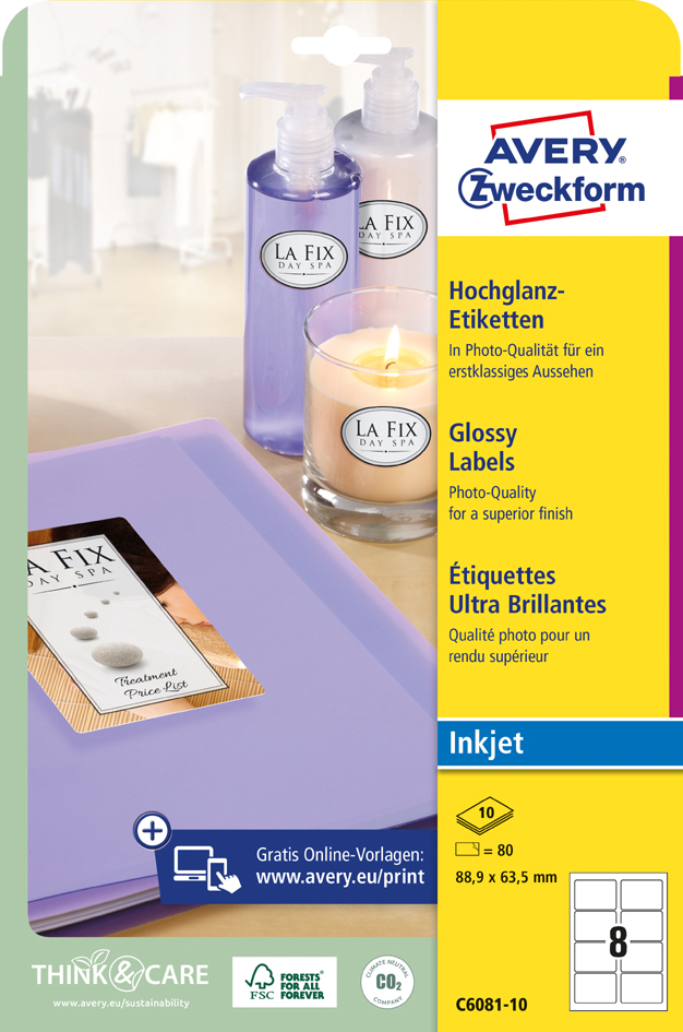 AVERY Zweckform Inkjet/Glossy Etiketten, 63,5 x 46,6 mm von AVERY Zweckform