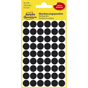 AVERY Zweckform Klebepunkte 3140 schwarz Ø 12,0 mm, 270 St. AVERY Zweckform Klebepunkte 3140 schwarz Ø 12,0 mm, 270 St. von AVERY Zweckform