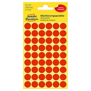 AVERY Zweckform Klebepunkte 3147 leuchtrot Ø 12,0 mm, 270 St. von AVERY Zweckform