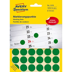 AVERY Zweckform Klebepunkte 3376 grün Ø 18,0 mm von AVERY Zweckform