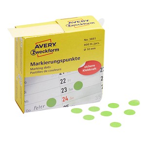 AVERY Zweckform Klebepunkte 3851 grün Ø 10,0 mm von AVERY Zweckform