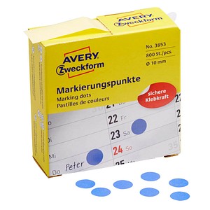 AVERY Zweckform Klebepunkte 3853 blau Ø 10,0 mm von AVERY Zweckform