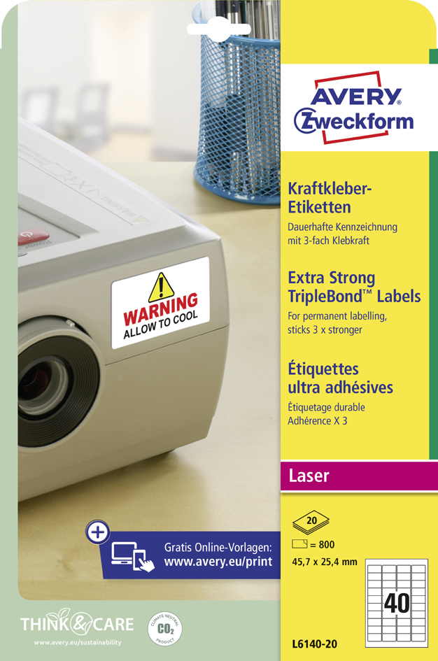 AVERY Zweckform Kraftkleber-Etiketten, 45,7 x 25,4 mm, weiß AVERY Zweckform Kraftkleber-Etiketten, 45,7 x 25,4 mm, weiß von AVERY Zweckform