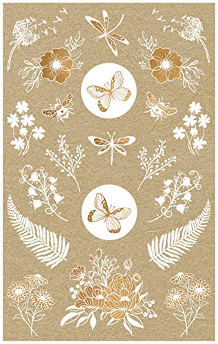 AVERY Zweckform Kraftpapier Aufkleber 42 Sticker Blumen (Papier Sticker, Geschenkaufkleber, natur, braun, beige) 57124 von AVERY Zweckform