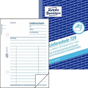 AVERY Zweckform Lieferschein Formularbuch 724 von AVERY Zweckform