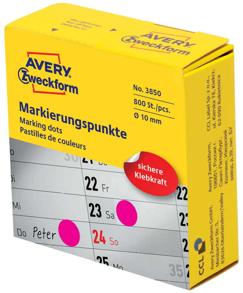 AVERY Zweckform Markierungspunkte, 10 mm, gelb, Spender AVERY Zweckform Markierungspunkte, 10 mm, gelb, Spender von AVERY Zweckform