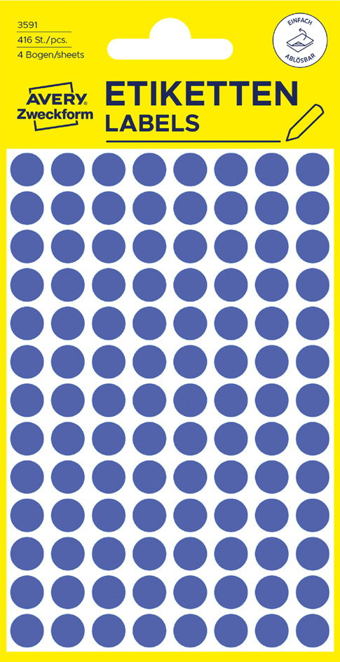 AVERY Zweckform Markierungspunkte, ablösbar, 8 mm, blau AVERY Zweckform Markierungspunkte, ablösbar, 8 mm, blau von AVERY Zweckform