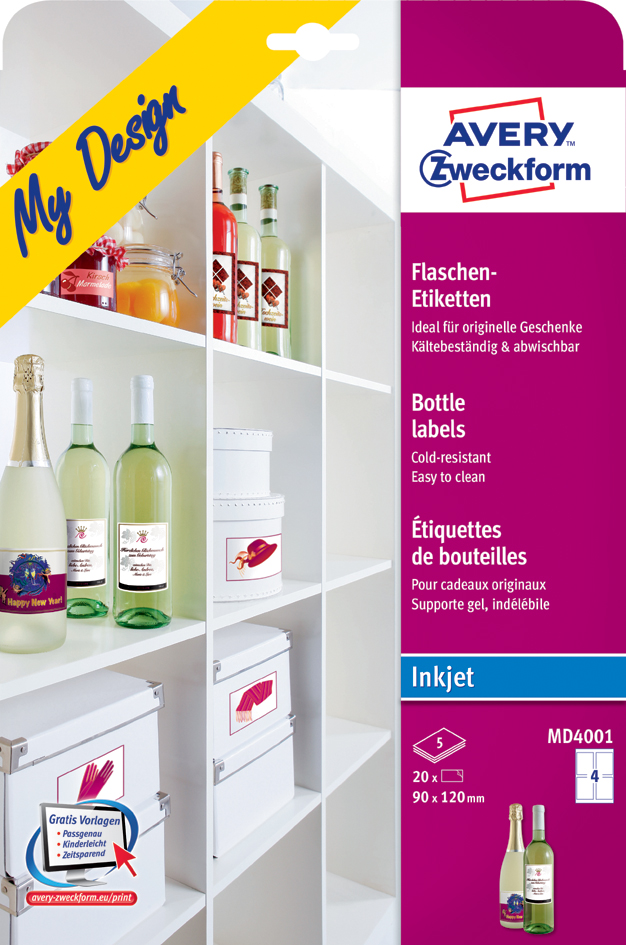 AVERY Zweckform My Design Inkjet Flaschen-Etiketten von AVERY Zweckform