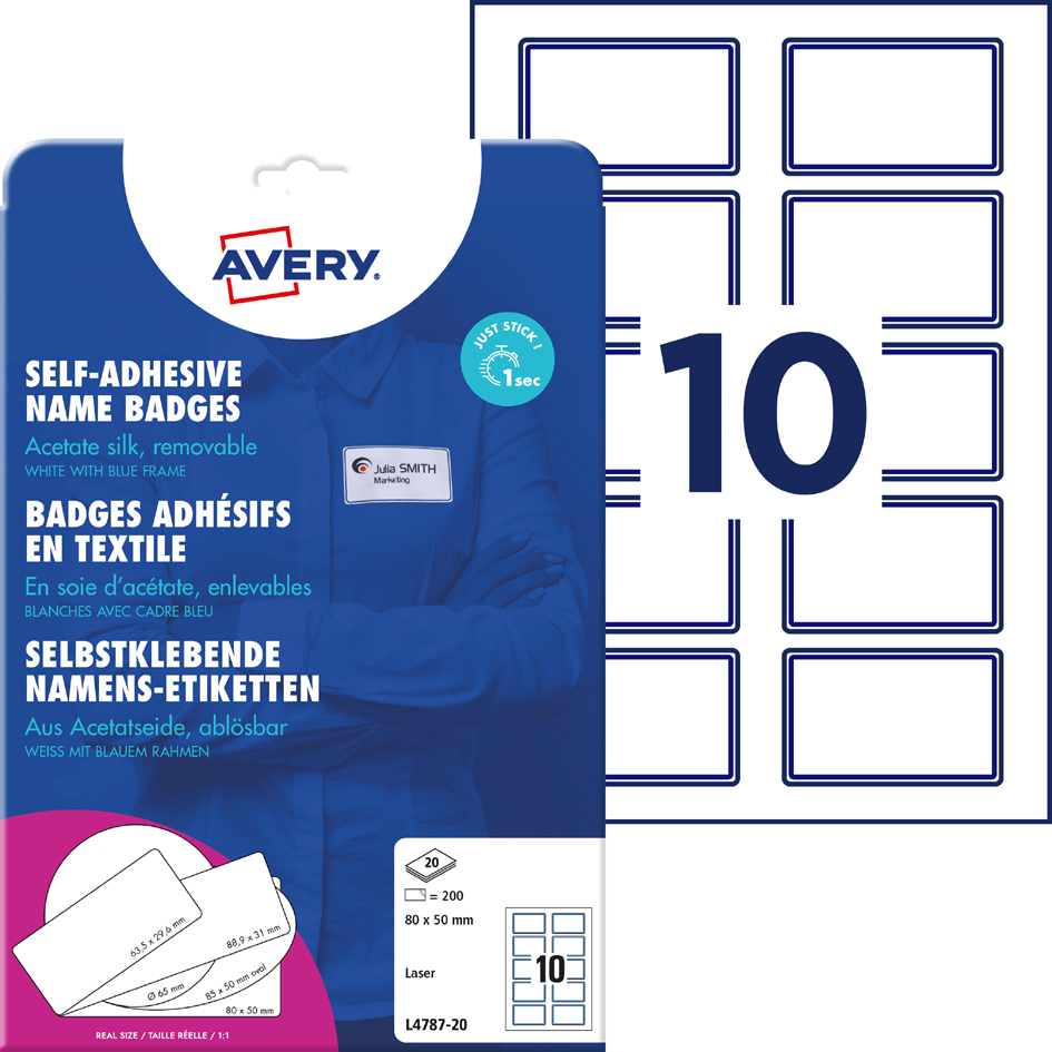 AVERY Zweckform Namensetiketten, 80 x 50 mm, Rahmen blau AVERY Zweckform Namensetiketten, 80 x 50 mm, Rahmen blau von AVERY Zweckform