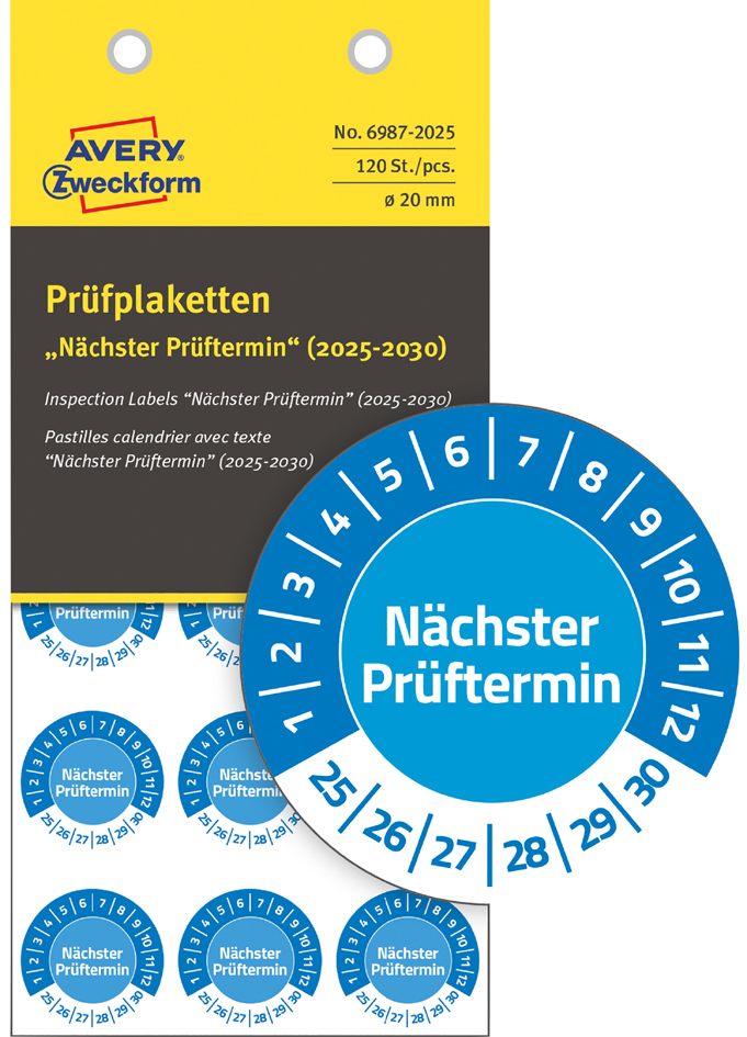 AVERY Zweckform Prüfplaketten , Nächster Prüftermin, , 2026-31 AVERY Zweckform Prüfplaketten , Nächster Prüftermin, , 2026-31 von AVERY Zweckform