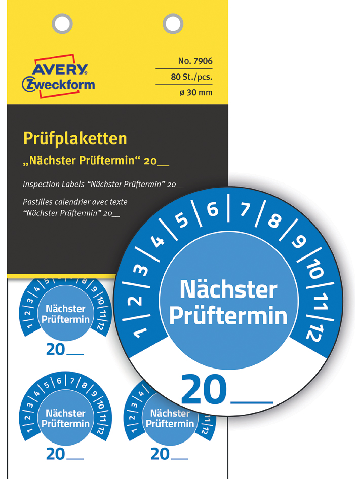 AVERY Zweckform Prüfplaketten , Nächster Prüftermin, , blau von AVERY Zweckform