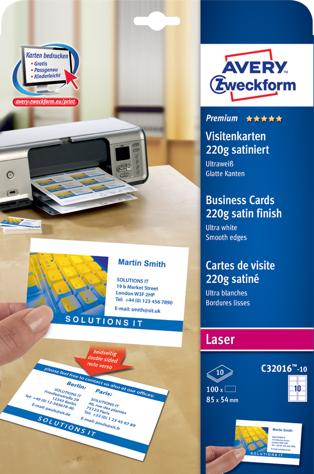 AVERY Zweckform Quick & Clean Visitenkarten, 25 Blatt AVERY Zweckform Quick & Clean Visitenkarten, 25 Blatt von AVERY Zweckform