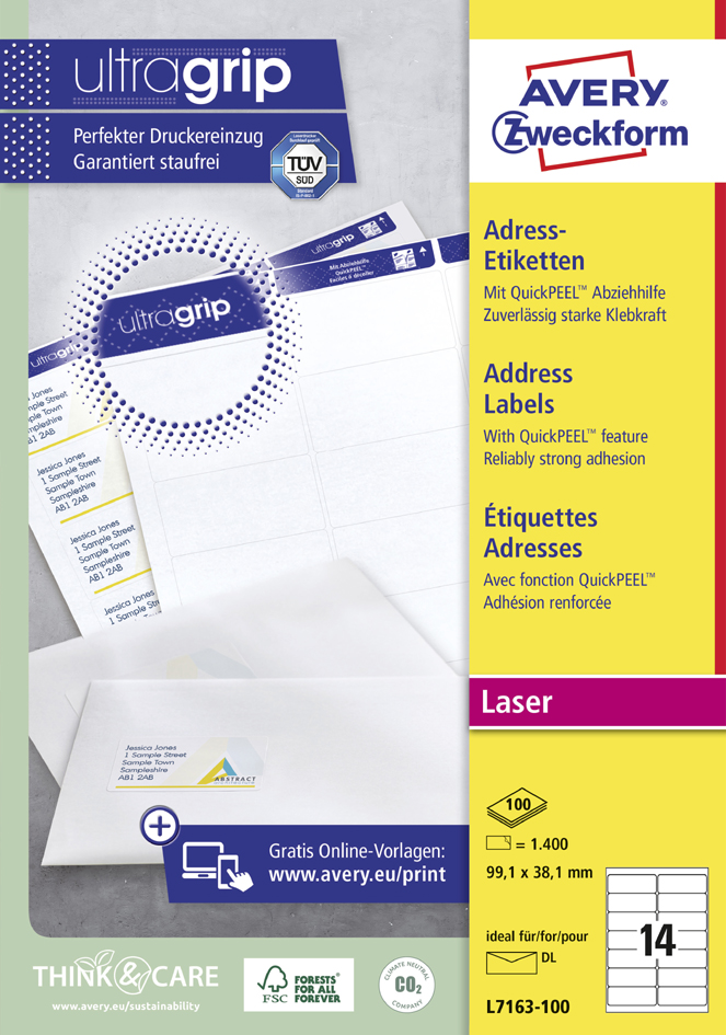 AVERY Zweckform QuickPEEL Adress-Etiketten, 99,1 x 38,1 mm von AVERY Zweckform