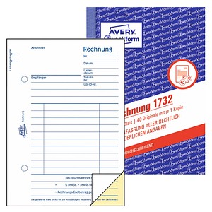 AVERY Zweckform Rechnung Formularbuch 1732 von AVERY Zweckform