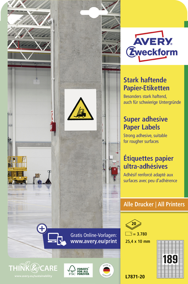 AVERY Zweckform Stark haftende Papier-Etiketten, 210 x 297mm von AVERY Zweckform