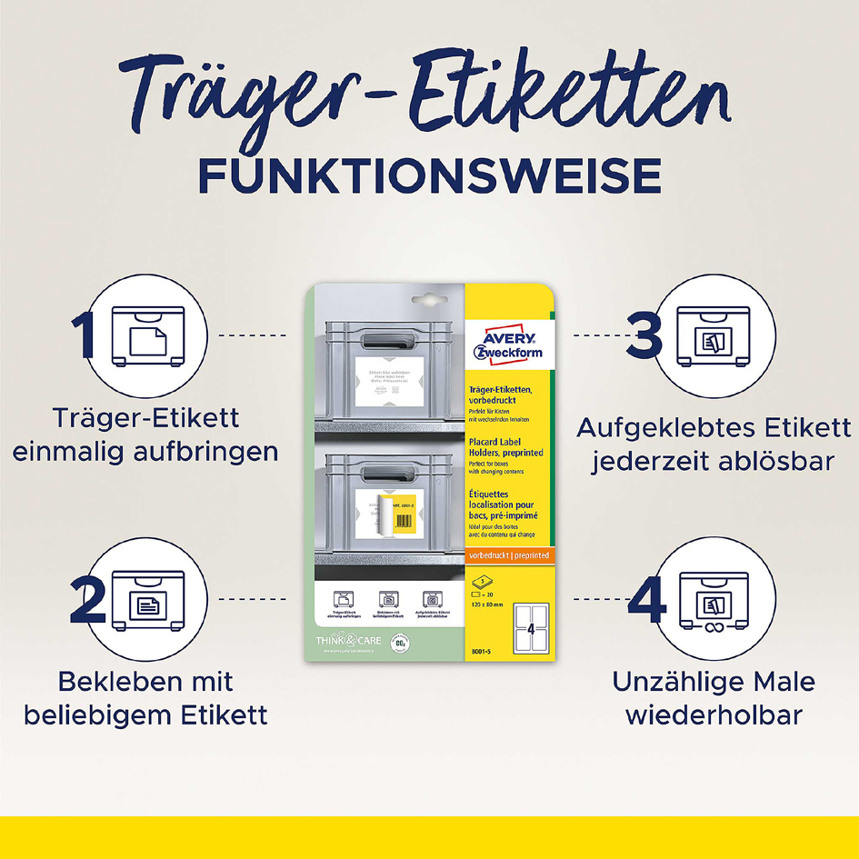 AVERY Zweckform Träger-Etiketten, 120x80 mm, weiß/hellgrau AVERY Zweckform Träger-Etiketten, 120x80 mm, weiß/hellgrau von AVERY Zweckform