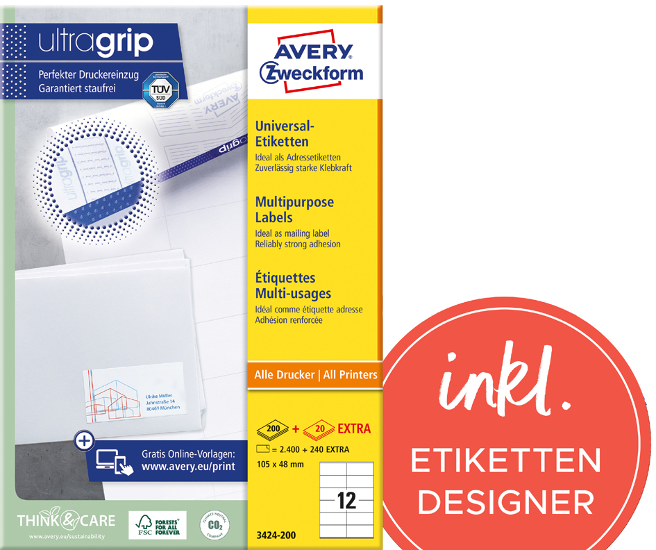 AVERY Zweckform Universal-Etiketten, 52,5 x 29,7 mm, weiß AVERY Zweckform Universal-Etiketten, 52,5 x 29,7 mm, weiß von AVERY Zweckform