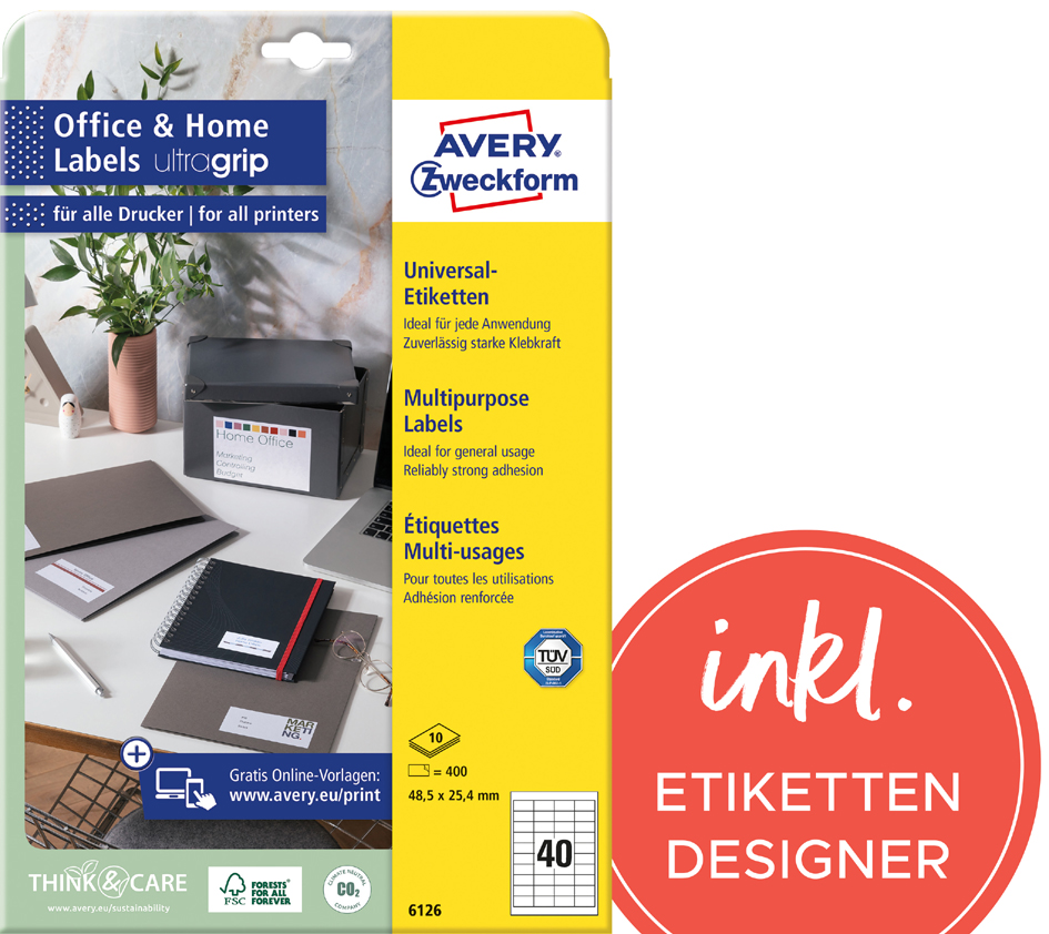 AVERY Zweckform Universal-Etiketten Office&Home, 48,5x25,4mm von AVERY Zweckform