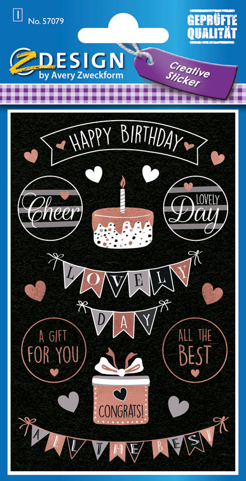 AVERY Zweckform ZDesign Geschenke-Sticker , Happy Birthday, von AVERY Zweckform