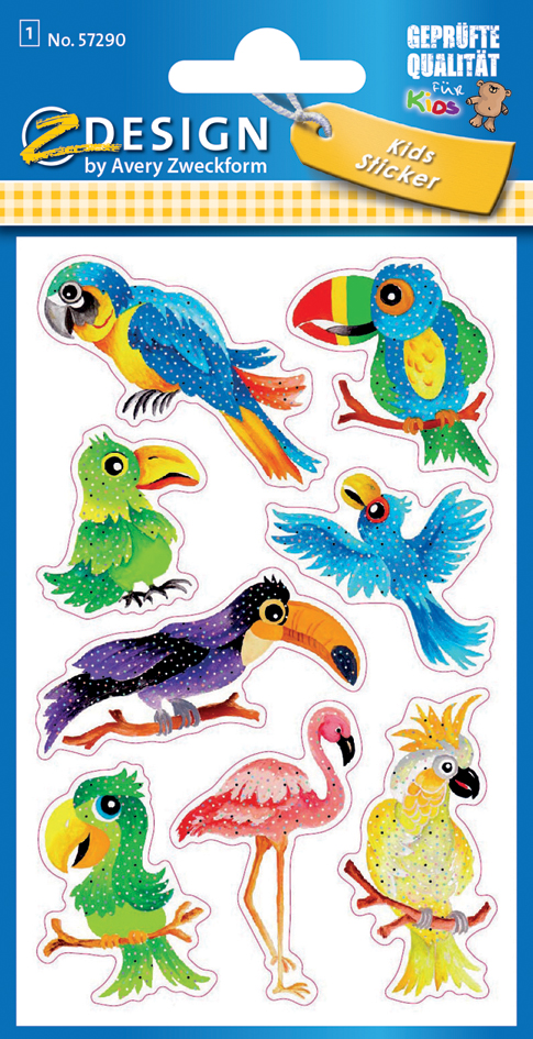 AVERY Zweckform ZDesign KIDS Glitter-Sticker , Vögel, von AVERY Zweckform