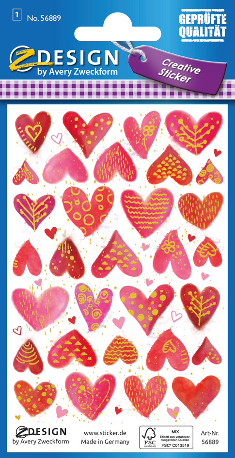 AVERY Zweckform ZDesign Sticker CREATIVE , Herzen, von AVERY Zweckform