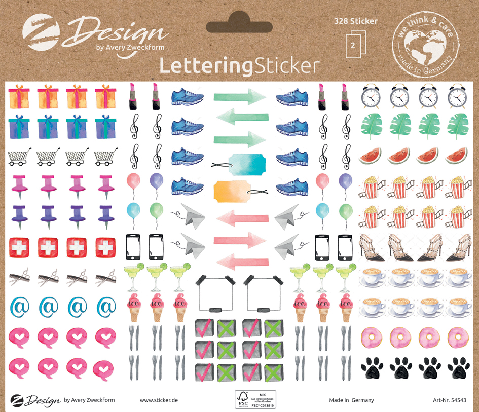 AVERY Zweckform ZDesign Trend Sticker LETTERING Icons von AVERY Zweckform