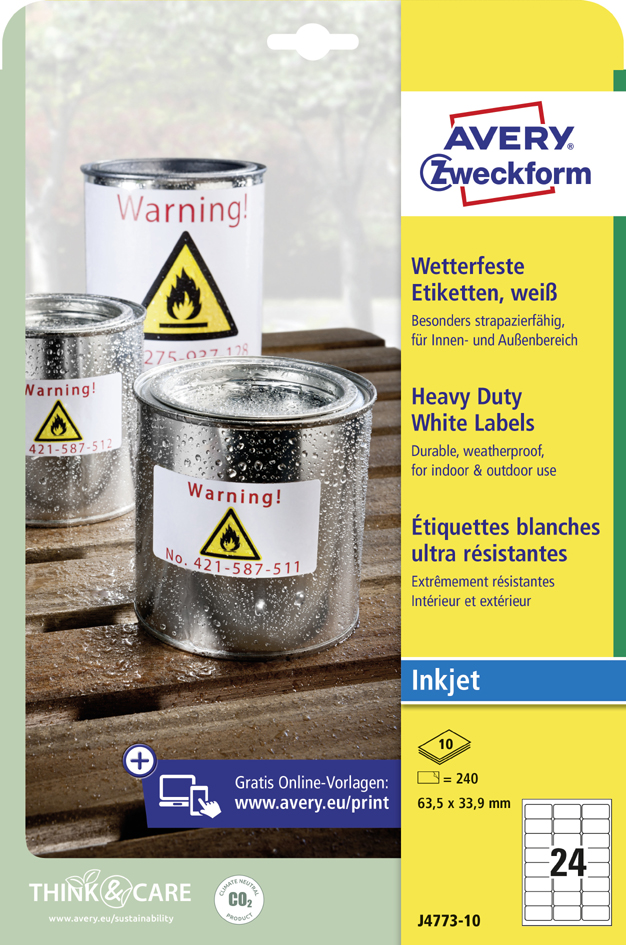 AVERY Zweckform wetterfeste Etiketten, 210 x 297 mm, weiß von AVERY Zweckform